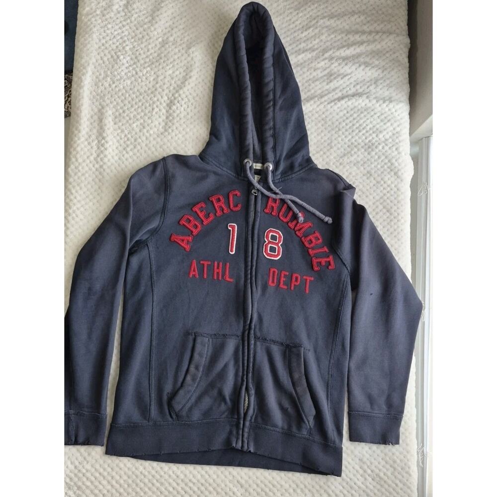 Abercrombie & Fitch Muscle Fit Hoodie Men Small Full Zip Y2K Spellout